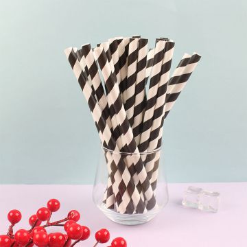 可降解纸吸管-白黑色