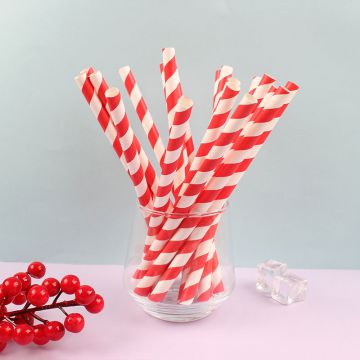 可降解纸吸管-红白色